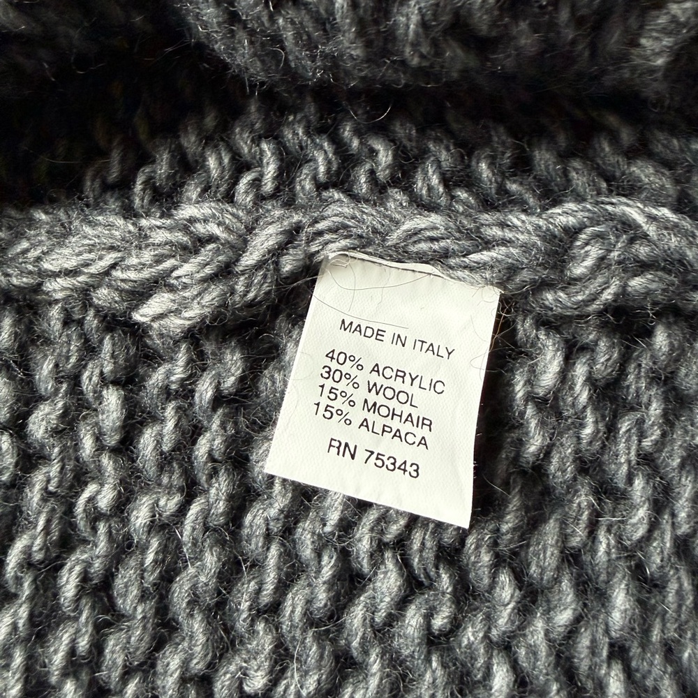 Berretti Italy Alpaca Wool Chunky Knit Cardigan Shawl Collar Gray S - Picture 11 of 12